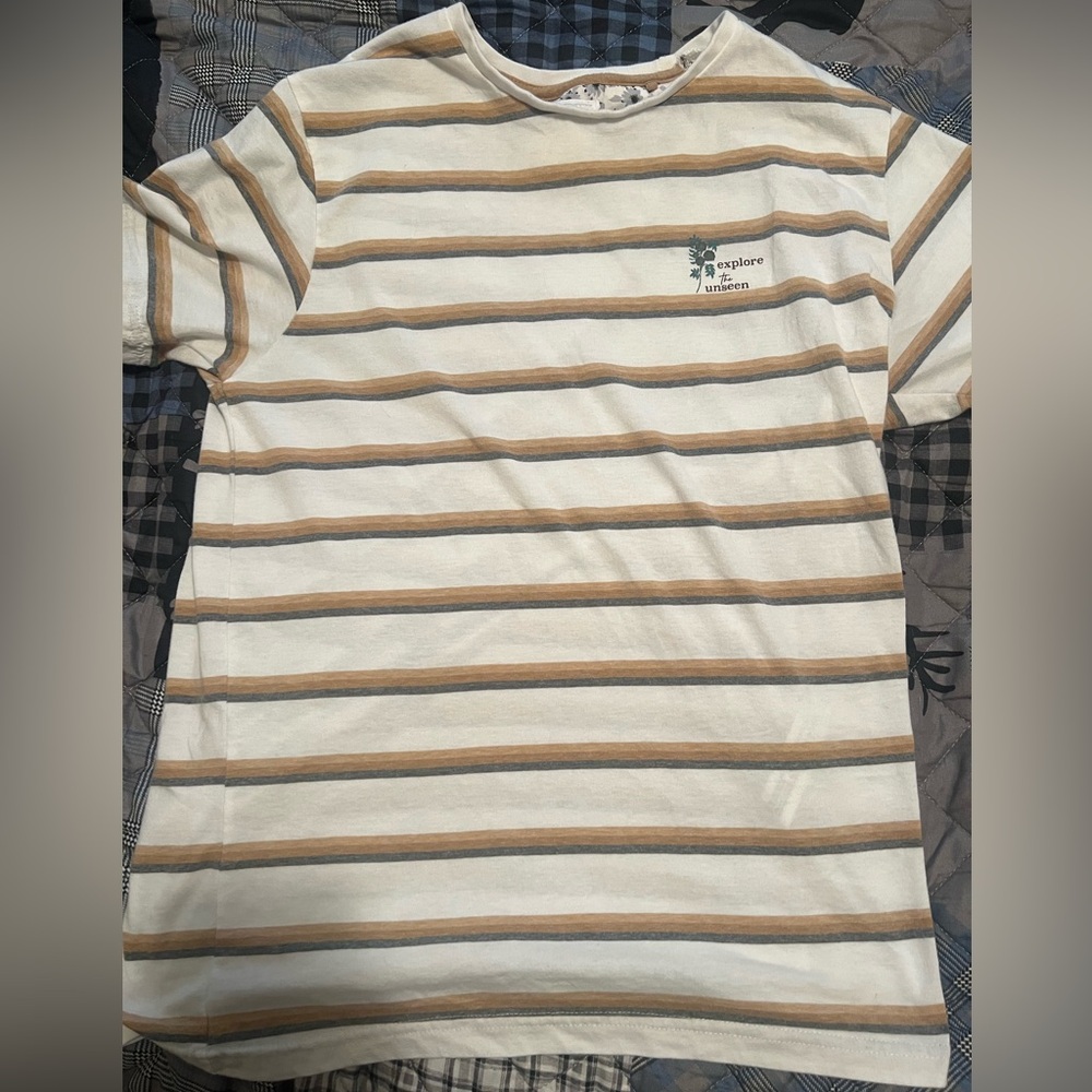Denim & Flower Tan and Cream Striped Tee
